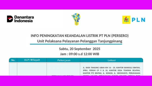 Warga Toapaya Selatan hingga Pinang Kencana Bersiap Hadapi Pemadaman PLN 20 September 2025