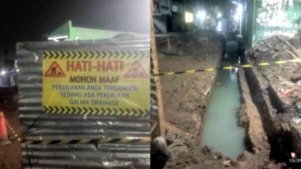 Proyek Drainase “Siluman” di Aren Jaya Terbengkalai Hanya ada Papan Informasi Bertuliskan “Mohon Maaf”