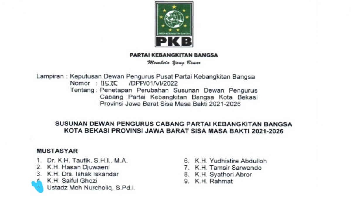 PKB Tegaskan Peserta Seleksi Baznas Bekasi Sudah Nonaktif Sejak 2023